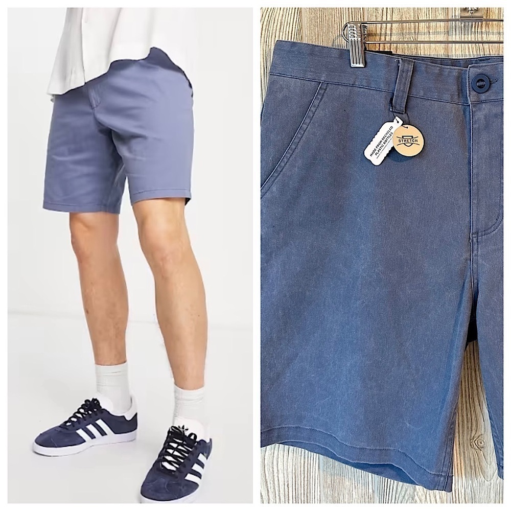NEW! BRIXTON CHOICE CHINO SHORTS Mens Size 38 Stretch Blue Twill NWT Comfortable